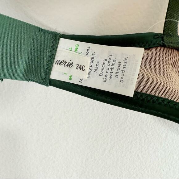 NWOT Aerie The Balconette Deep Olive Green Cream Lace Unlined Wire Bra 34C - Picture 6 of 9